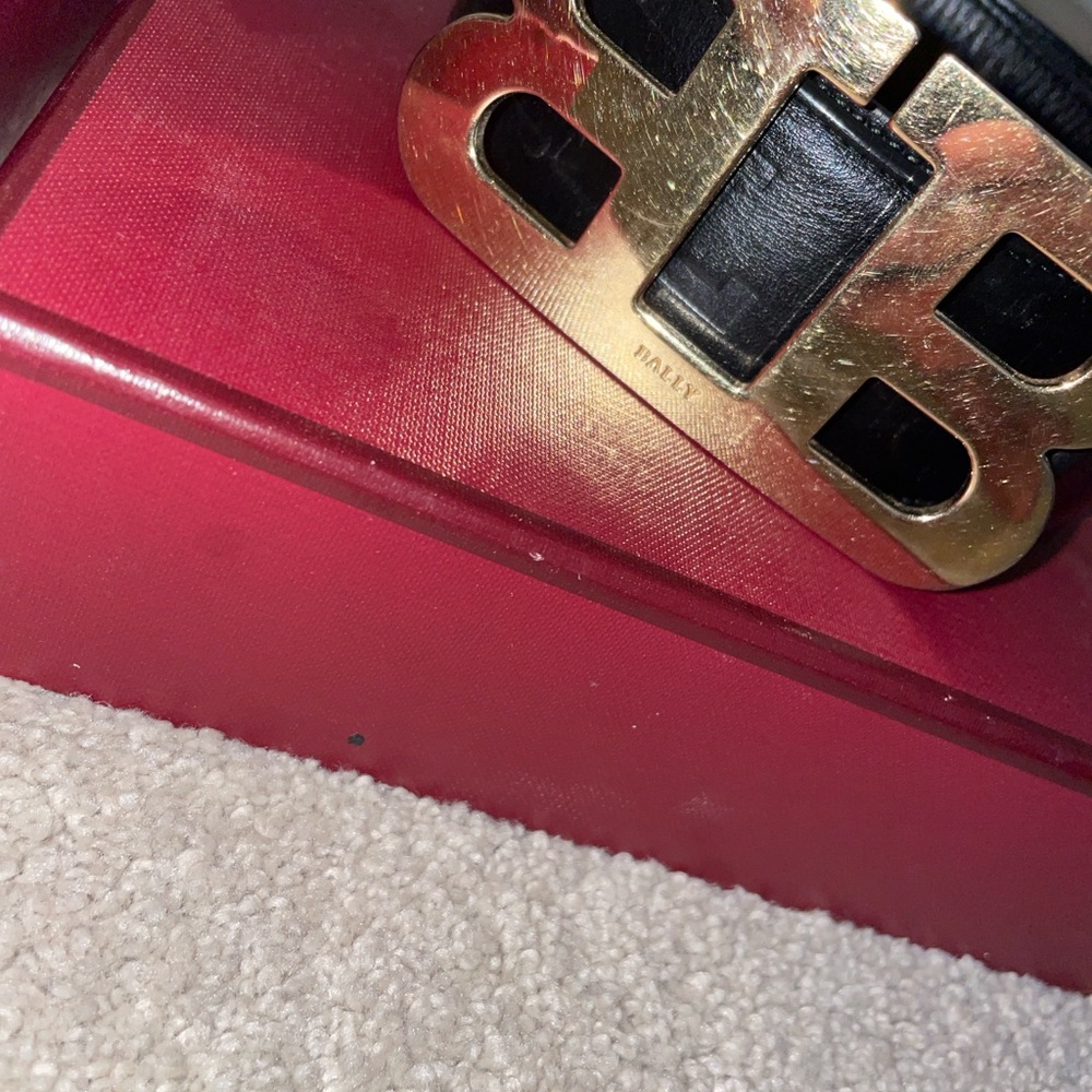 Bally Black Belt with Gold Buckle